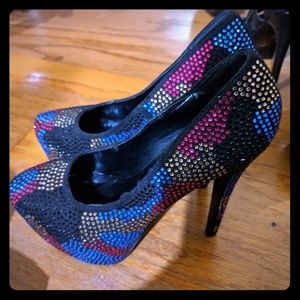 Rhinestone multi color pumps